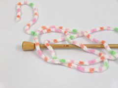 Chenille baby collors - bílorůžovooranžovozelená