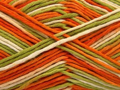 Přírodní bavlna color worsted - oranžovobílá