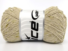 Přírodní bavlna s flitry - béžová