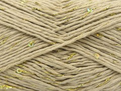 Přírodní bavlna s flitry - béžová