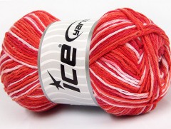 Přírodní bavlna vícebarevná - červenolososová